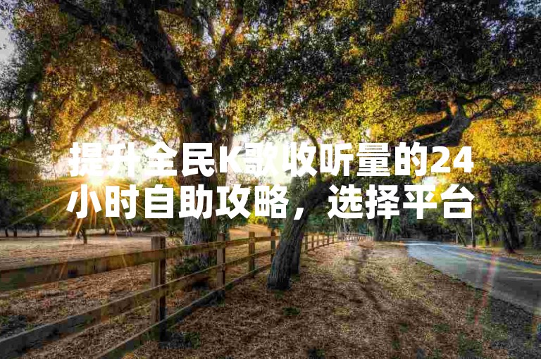 提升全民K歌收听量的24小时自助攻略，选择平台，选择一个信誉良好的自助服务平台。，下单操作，根据需求，在平台上选择合适的套餐并下单。，监控进度，随时查看订单状态，确保按时完成。