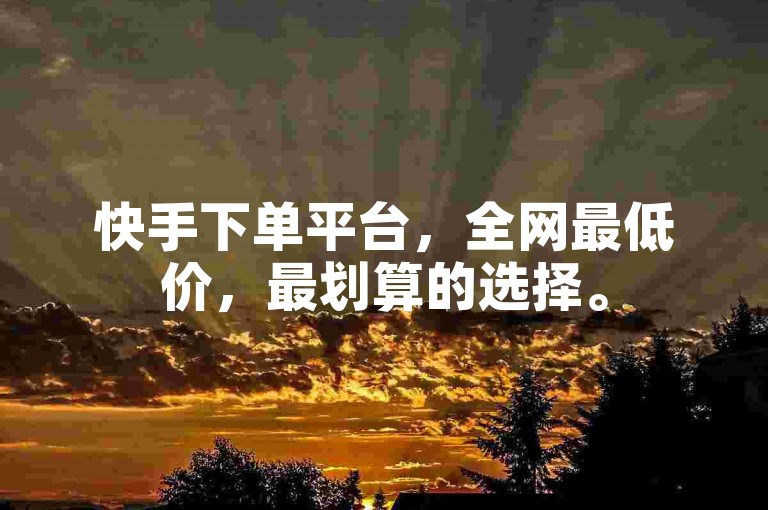 快手下单平台，全网最低价，最划算的选择。