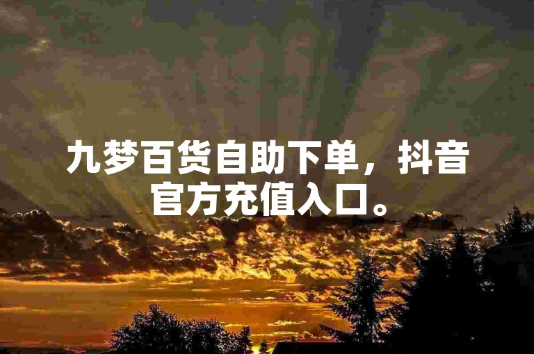 九梦百货自助下单，抖音官方充值入口。