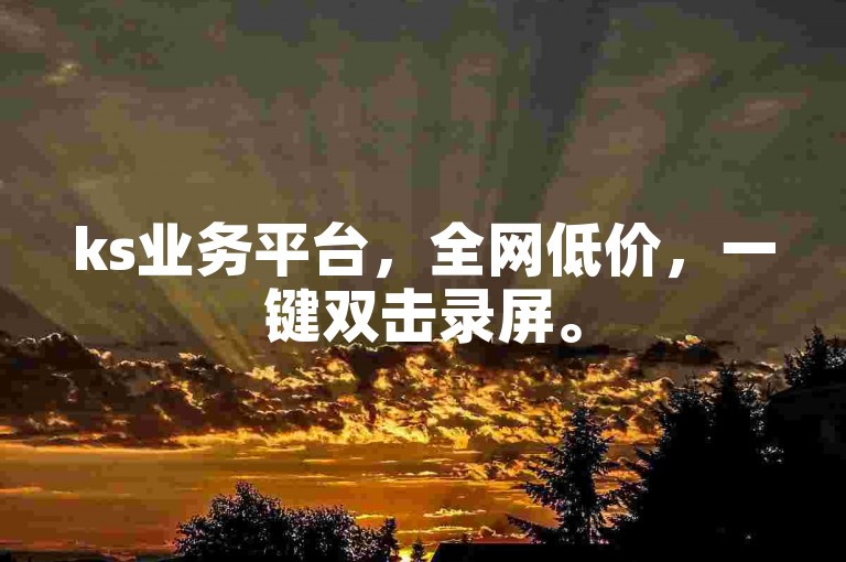 ks业务平台，全网低价，一键双击录屏。