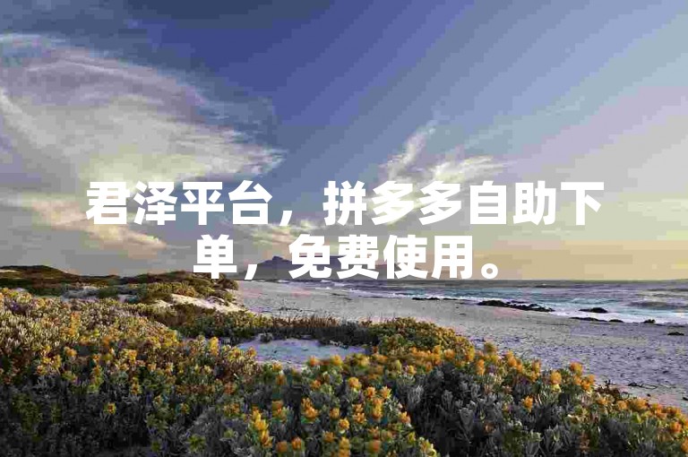 君泽平台，拼多多自助下单，免费使用。