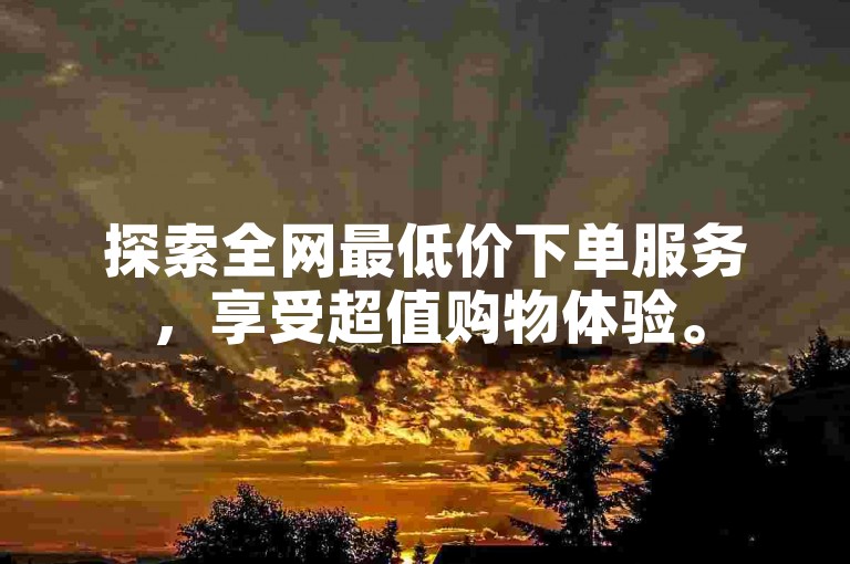 探索全网最低价下单服务，享受超值购物体验。