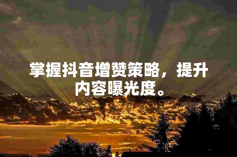掌握抖音增赞策略，提升内容曝光度。