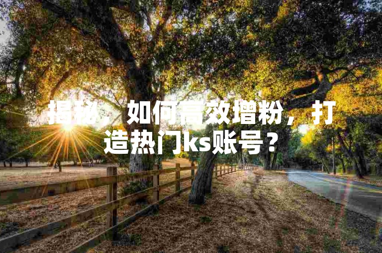 揭秘，如何高效增粉，打造热门ks账号？
