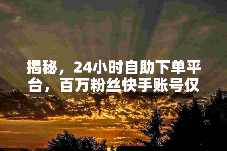 揭秘，24小时自助下单平台，百万粉丝快手账号仅需0.01元。