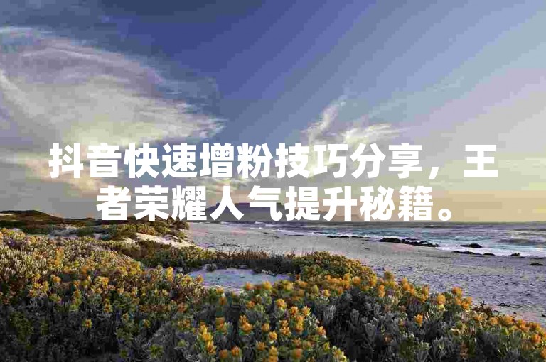 抖音快速增粉技巧分享，王者荣耀人气提升秘籍。