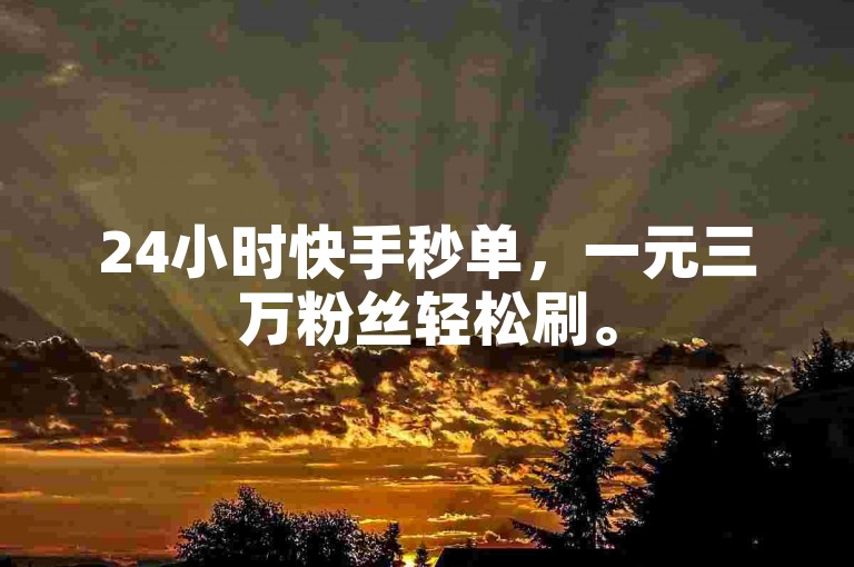 24小时快手秒单，一元三万粉丝轻松刷。