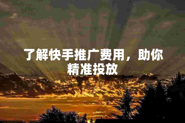了解快手推广费用，助你精准投放