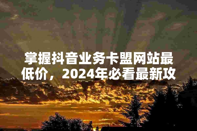 掌握抖音业务卡盟网站最低价，2024年必看最新攻略！