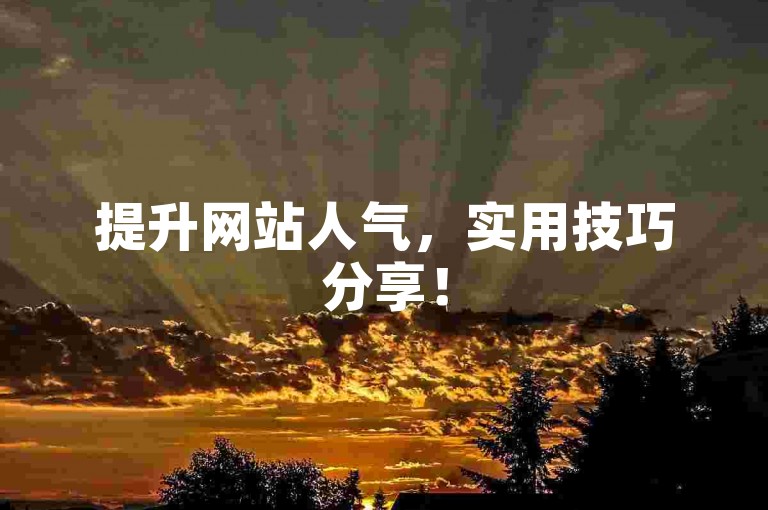 提升网站人气，实用技巧分享！
