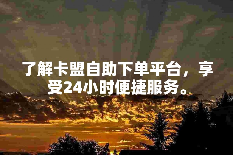 了解卡盟自助下单平台，享受24小时便捷服务。