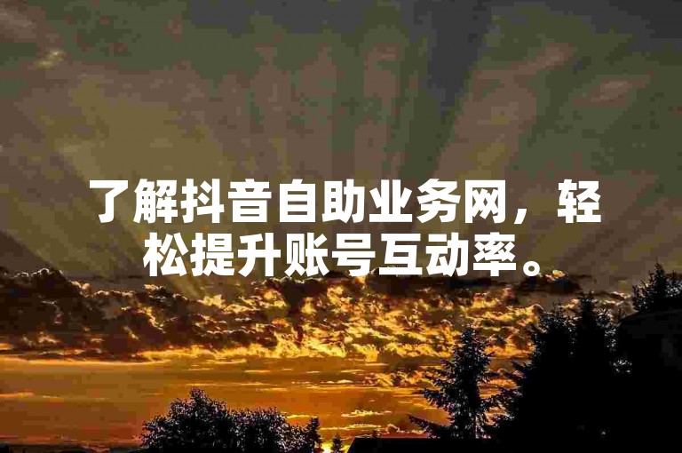 了解抖音自助业务网，轻松提升账号互动率。