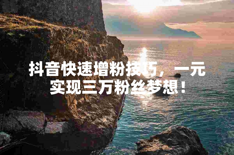 抖音快速增粉技巧，一元实现三万粉丝梦想！