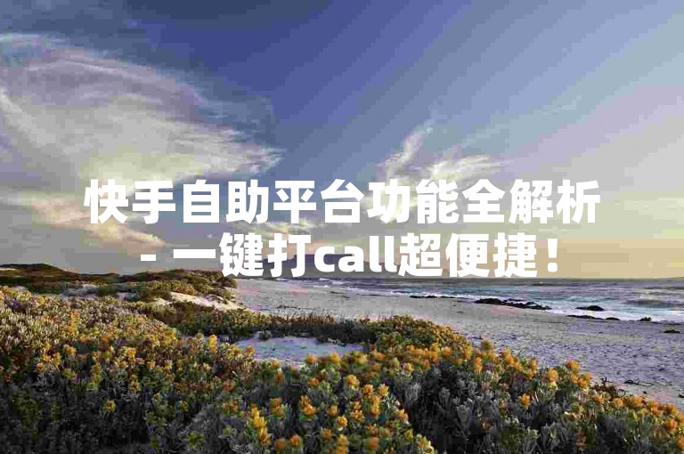 快手自助平台功能全解析 - 一键打call超便捷！
