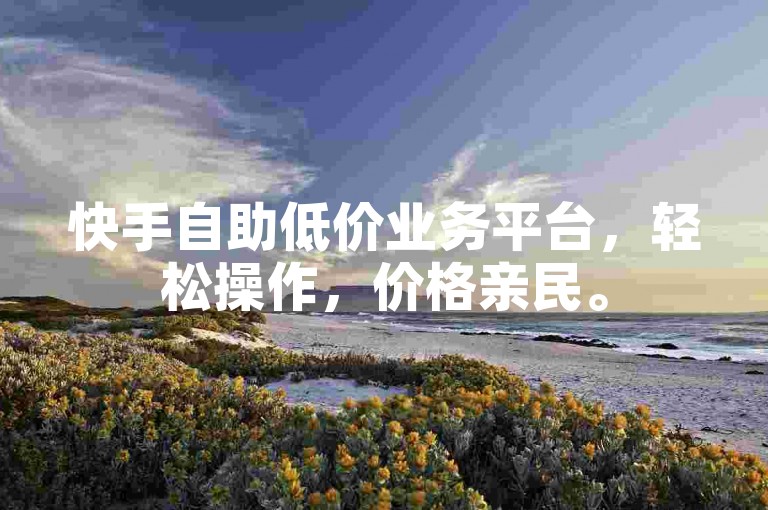 快手自助低价业务平台，轻松操作，价格亲民。