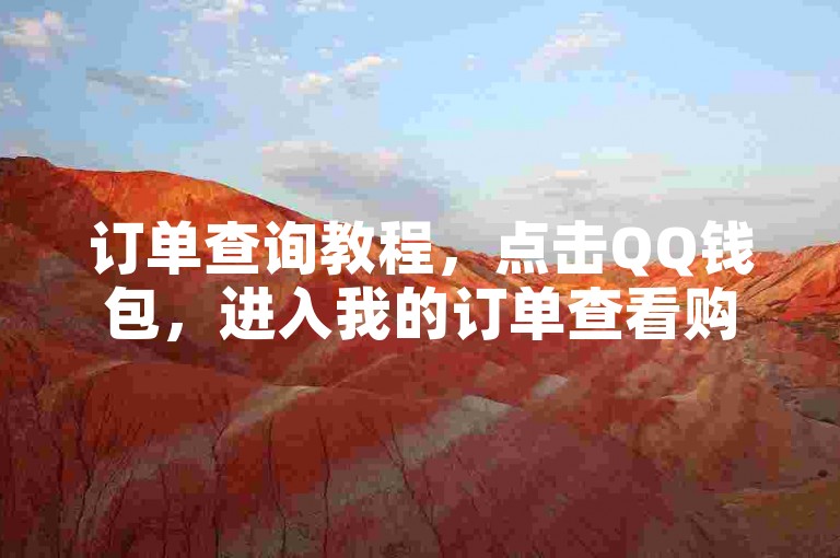 订单查询教程，点击QQ钱包，进入我的订单查看购买记录。