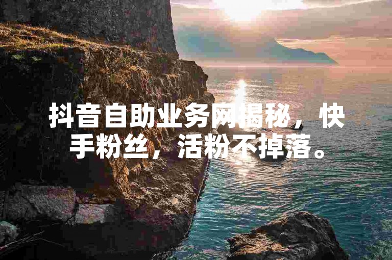 抖音自助业务网揭秘，快手粉丝，活粉不掉落。