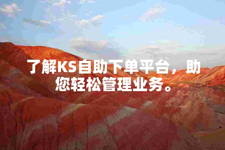 了解KS自助下单平台，助您轻松管理业务。