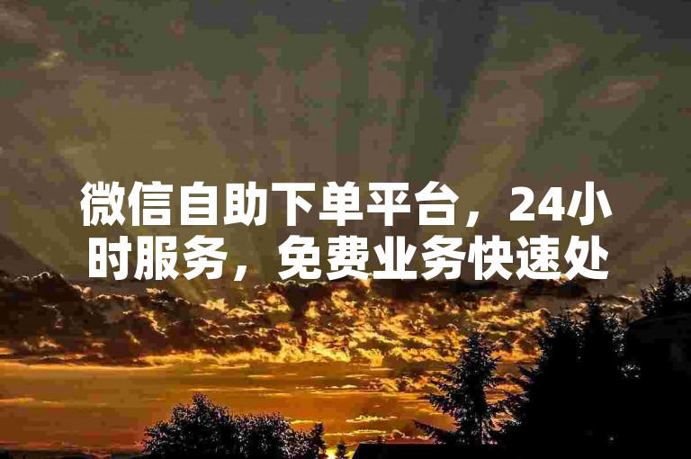 微信自助下单平台，24小时服务，免费业务快速处理。