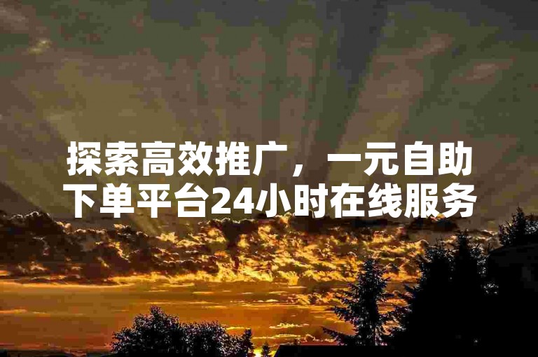 探索高效推广，一元自助下单平台24小时在线服务。