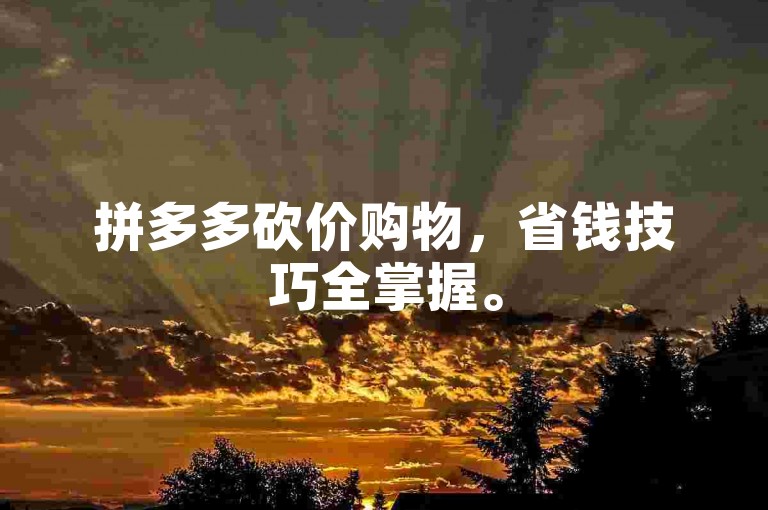 拼多多砍价购物，省钱技巧全掌握。