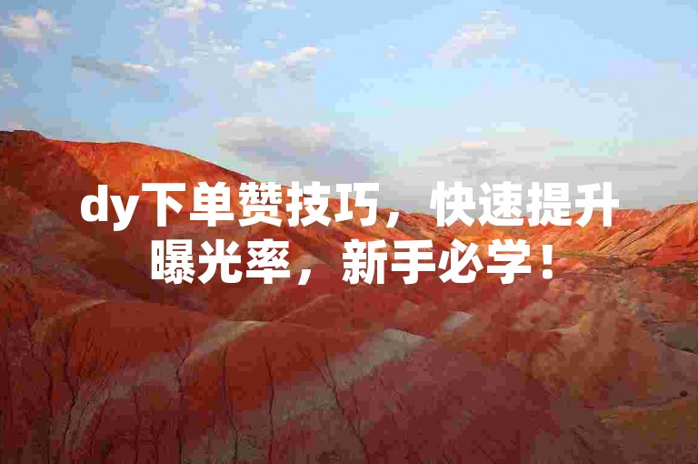 dy下单赞技巧，快速提升曝光率，新手必学！