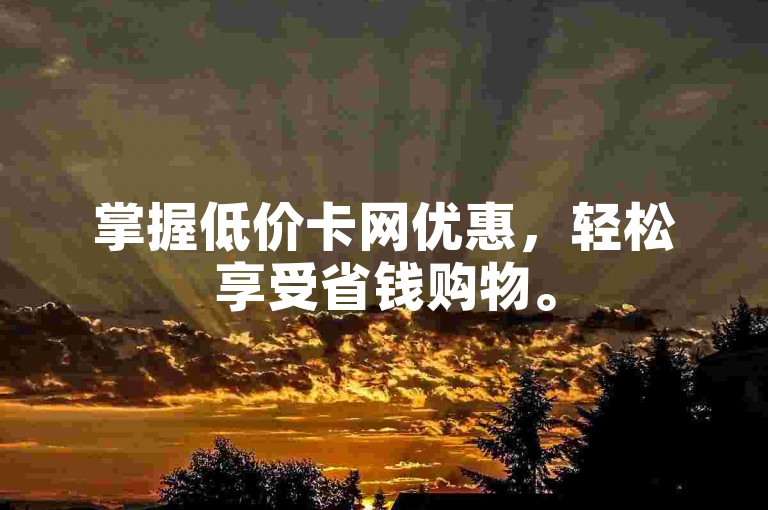 掌握低价卡网优惠，轻松享受省钱购物。