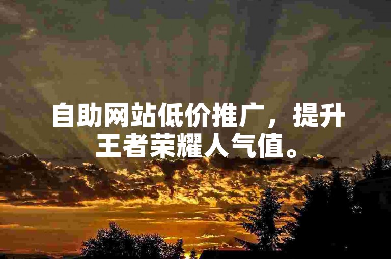 自助网站低价推广，提升王者荣耀人气值。