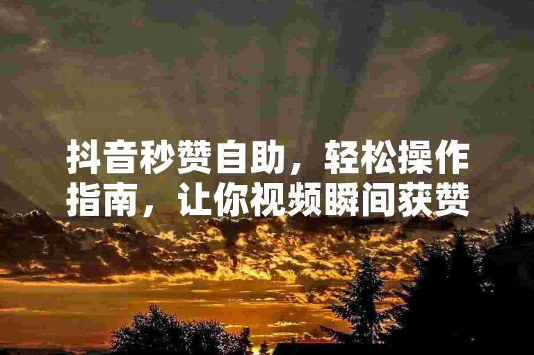 抖音秒赞自助，轻松操作指南，让你视频瞬间获赞。