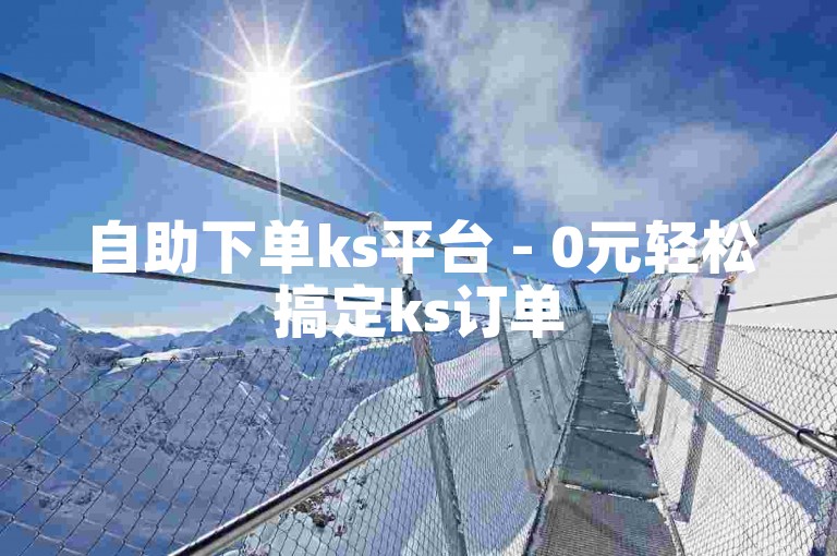 自助下单ks平台 - 0元轻松搞定ks订单