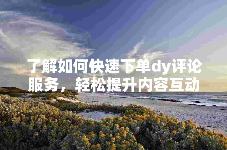 了解如何快速下单dy评论服务，轻松提升内容互动。