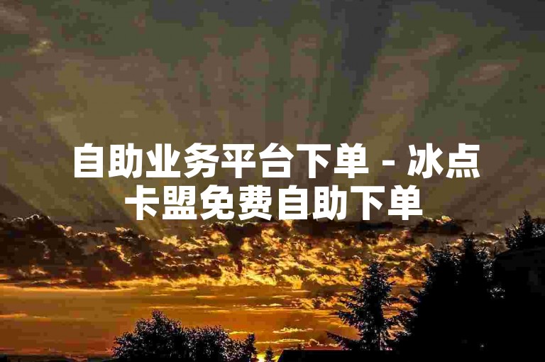 自助业务平台下单 - 冰点卡盟免费自助下单