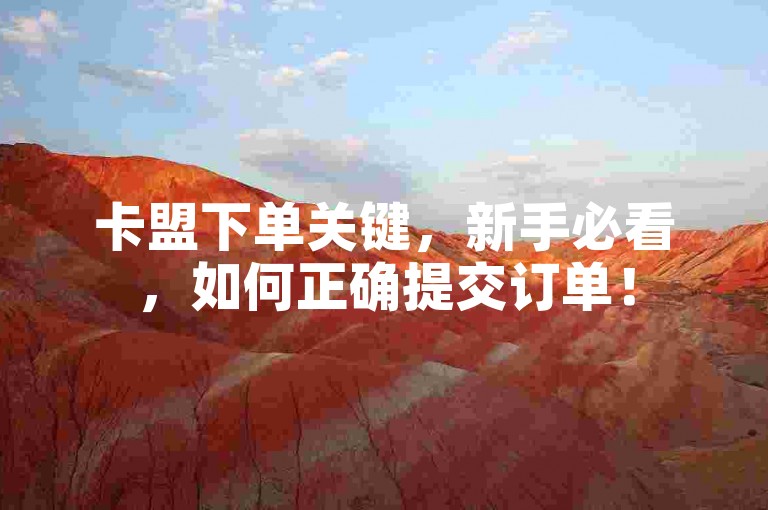 卡盟下单关键，新手必看，如何正确提交订单！