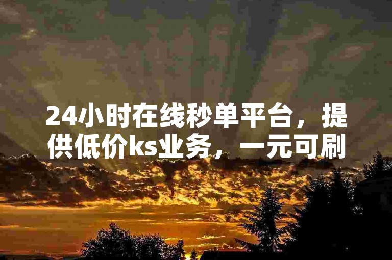 24小时在线秒单平台，提供低价ks业务，一元可刷三万。