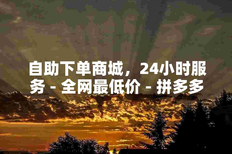 自助下单商城，24小时服务 - 全网最低价 - 拼多多平台自助下单