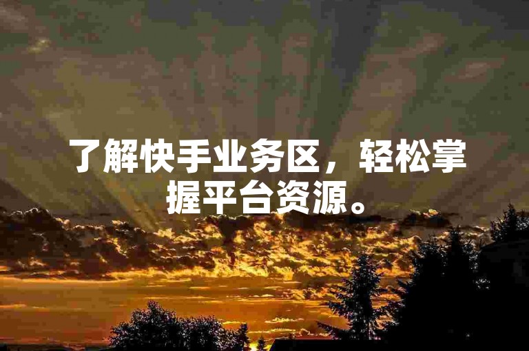 了解快手业务区，轻松掌握平台资源。