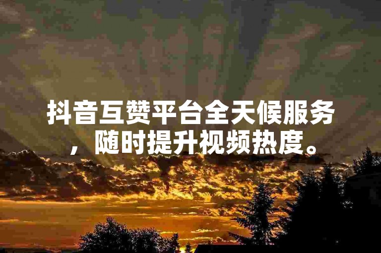 抖音互赞平台全天候服务，随时提升视频热度。