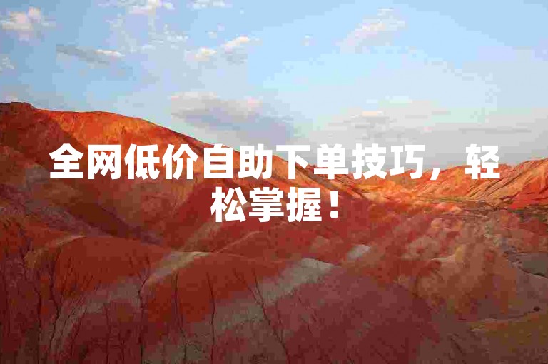全网低价自助下单技巧，轻松掌握！