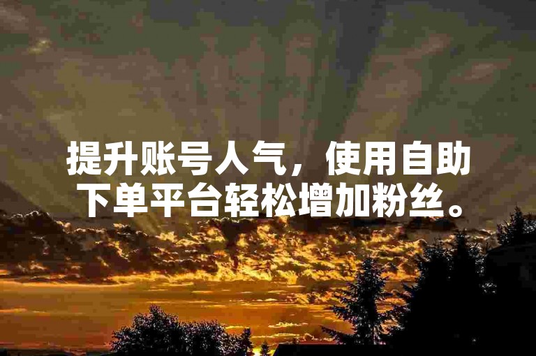 提升账号人气，使用自助下单平台轻松增加粉丝。
