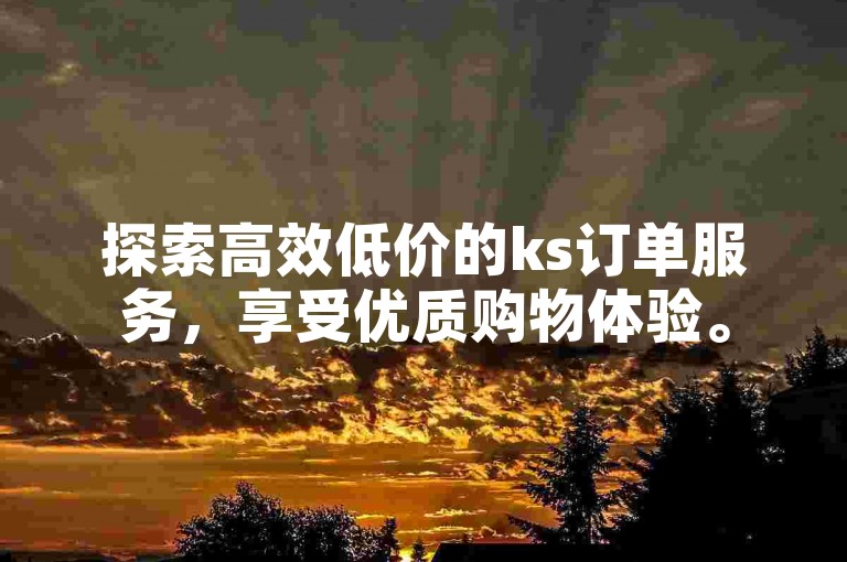 探索高效低价的ks订单服务，享受优质购物体验。