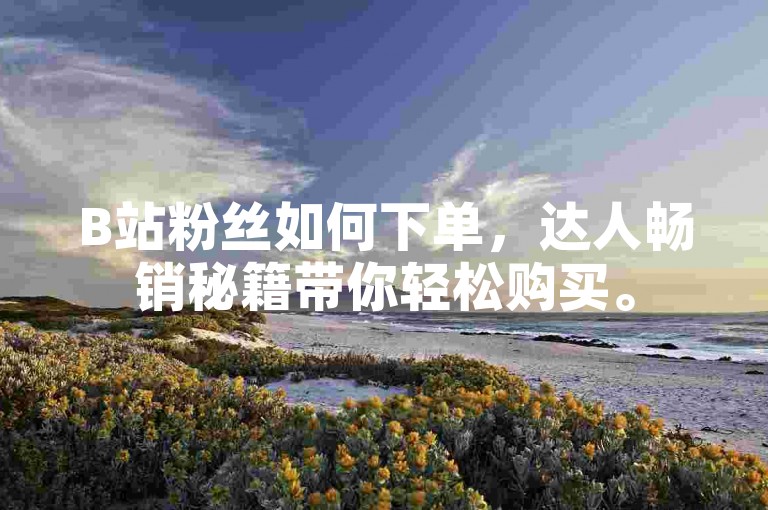 B站粉丝如何下单，达人畅销秘籍带你轻松购买。