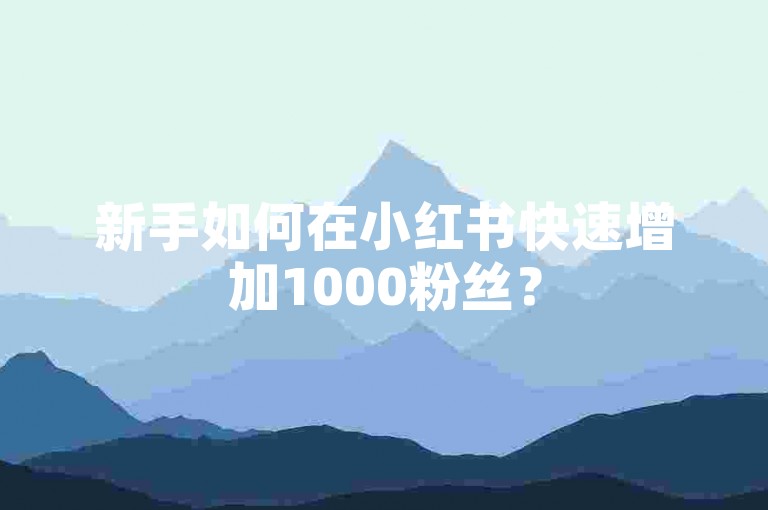新手如何在小红书快速增加1000粉丝？