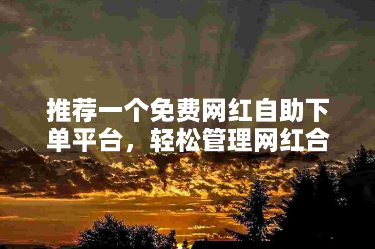 推荐一个免费网红自助下单平台，轻松管理网红合作。