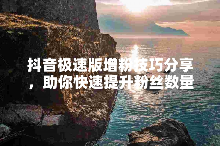 抖音极速版增粉技巧分享，助你快速提升粉丝数量。