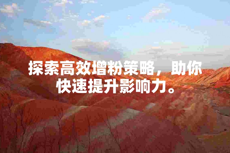 探索高效增粉策略，助你快速提升影响力。