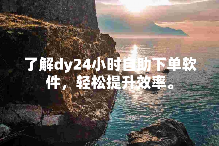 了解dy24小时自助下单软件，轻松提升效率。