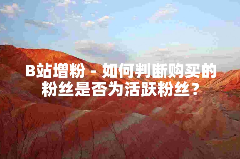 B站增粉 - 如何判断购买的粉丝是否为活跃粉丝？
