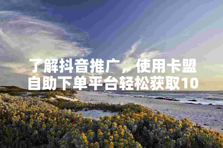 了解抖音推广，使用卡盟自助下单平台轻松获取10个赞。