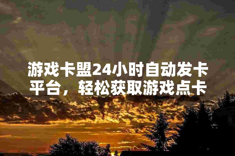 游戏卡盟24小时自动发卡平台，轻松获取游戏点卡。