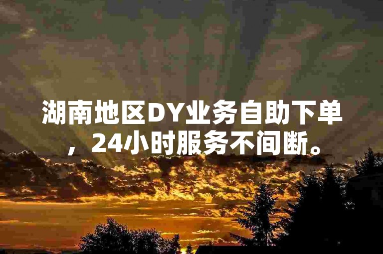 湖南地区DY业务自助下单，24小时服务不间断。